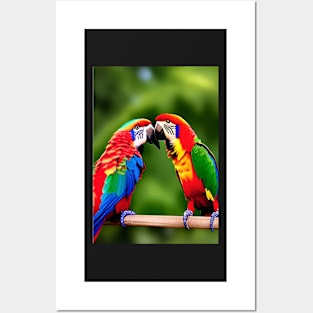 2 LOVEBIRD PARROTS Posters and Art